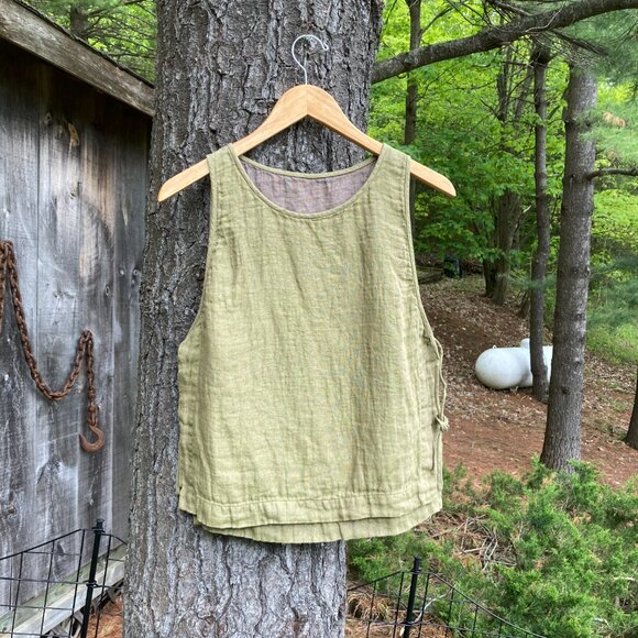 ARITZIA, Summer Linen Top, OS, Mustard Green and Coco inside - Picture 8 of 15